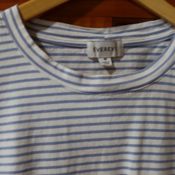 Evereve White and Blue Tie Front Muscle Tee Striped Preppy Nautical Medium - Picture 4 of 9